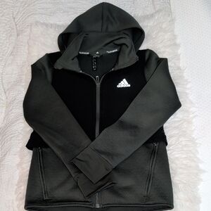 Adidas Charcoal and Black Full-Zip Hoodie